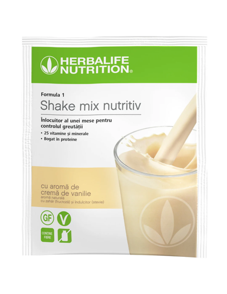Formula 1 Shake Mix Nutritiv cu aromă de Cremă de Vanilie – 7 Pliculețe