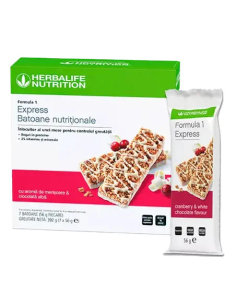 Formula 1 Express – Batoane Nutriționale cu aromă de Merișoare și Ciocolată Albă