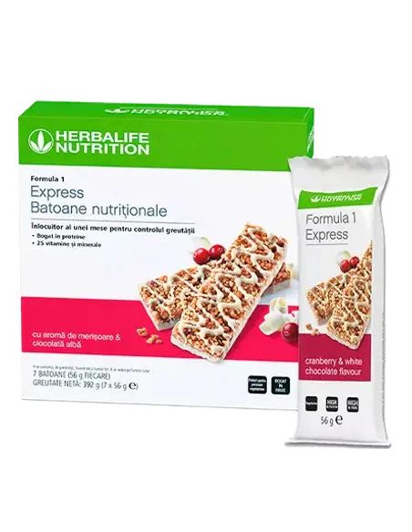 Formula 1 Express – Batoane Nutriționale cu aromă de Merișoare și Ciocolată Albă